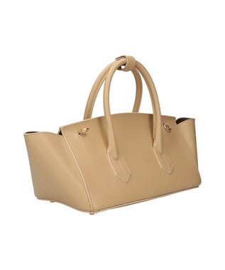 INTER-CHAUSSURES 【CHRISTIAN VILLA】レザーワイドハンドバッグ ベージュ