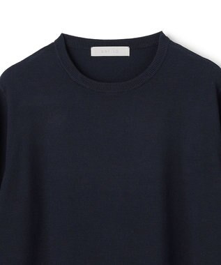 UNFILO L フリルトリミング ニットワンピース ネイビー×ネイビー