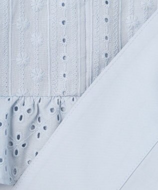 組曲 【WEB限定色あり】レースコンビシャーティング ブラウス 【WEB限定】サックスブルー