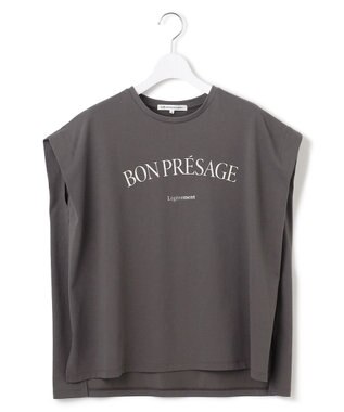 23区 【接触冷感/洗える】BON-PRESAGE ロゴ フレンチスリーブ Tシャツ グレー系
