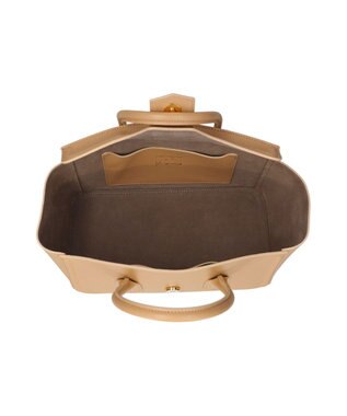 INTER-CHAUSSURES 【CHRISTIAN VILLA】レザーワイドハンドバッグ ベージュ