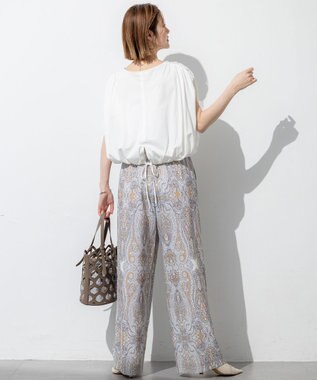 23区 S 【SLOW/一部店舗限定】ファインゲージ ギャザー Tシャツ ホワイト系