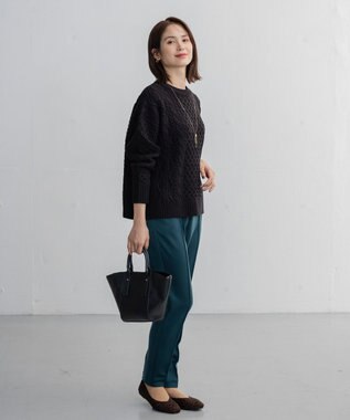 ANY L 【洗濯機可】ソフトタッチケーブルニット ブラック系