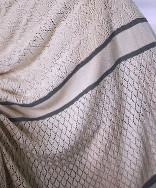 Tiaclasse クロシェ編み配色ニットスカート アイボリー×チャコール