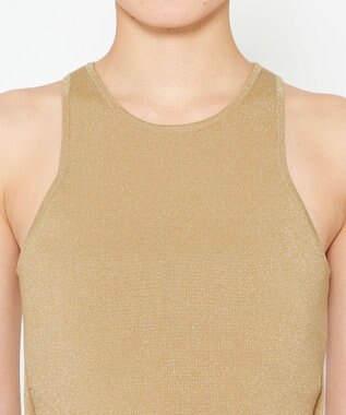 uncrave 【手洗い可】ドライタッチ ニット アメスリ バックオープン ワンピース（uncrave WHITE） サンドベージュ×ゴールド