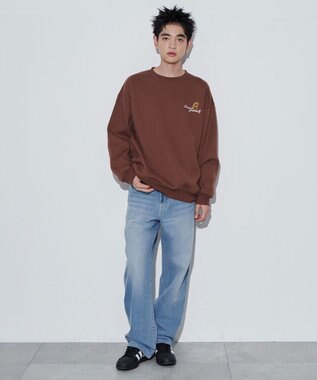 WEGO 【ユニセックス着用ITEM】ガールイラストグラフィックプルオーバー ブラウン