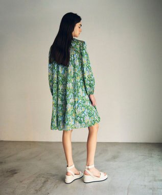 GRACE CONTINENTAL フラワープリントティアードミニワンピース グリーン