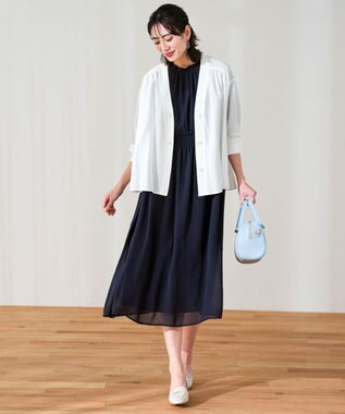 ANY SIS シアーシャーリング ワンピース ネイビー