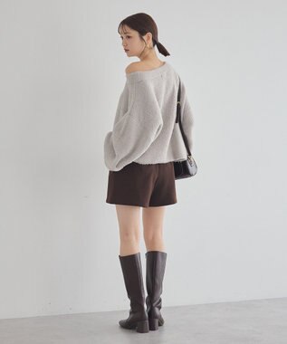 earth music&ecology オフショルフェザーニットプルオーバー Gray Beige