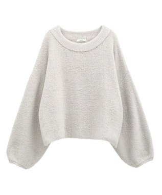 earth music&ecology オフショルフェザーニットプルオーバー Gray Beige