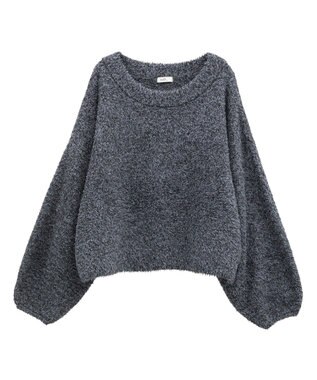 earth music&ecology オフショルフェザーニットプルオーバー Charcoal Gray