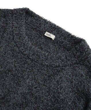 earth music&ecology オフショルフェザーニットプルオーバー Charcoal Gray