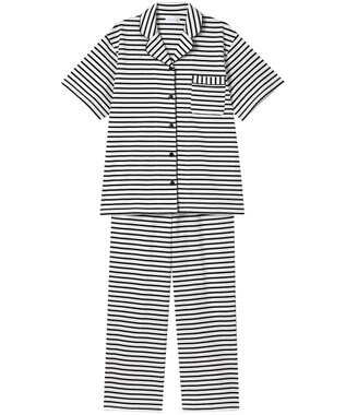 une nana cool 綿100％ 薄手裏毛ボーダー 半袖パジャマ BL