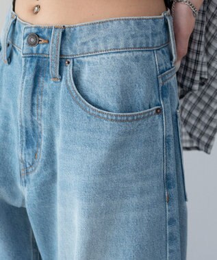 WEGO ワイドカーブデニムパンツ デニム淡加工色