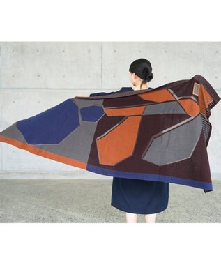 nitorito 【UNISEX】safflower オリジナル紅花柄 ストール navy