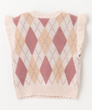 ANY KIDS アーガイル ニット ベスト ピンクベージュ系