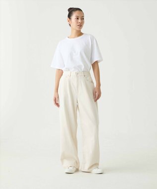 caqu FS linen wide boy`s コットンリネンワイドストレートデニム