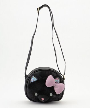 ANY KIDS ふわふわネコポシェット ブラック