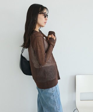 CRAFT STANDARD BOUTIQUE シアージョーゼットニットカーディガン Brown