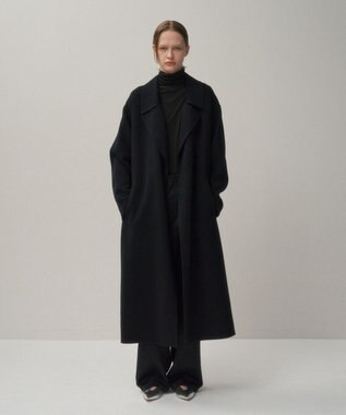 ATON MERINO DOUBLE MELTON | ガウンコート BLACK