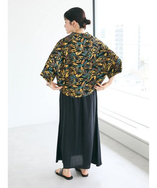 CRAFT STANDARD BOUTIQUE レーヨン柄プリントワイドシャツ Mustard