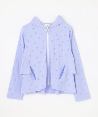 組曲 KIDS 【UVケア】【150-160cm】フラワーオパール パーカー サックスブルー系