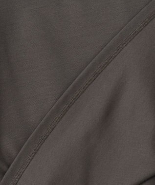 自由区 【洗える・XSサイズあり】シアーコンビパフスリーブ カットソー ダークブラウン系