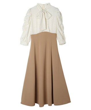 earth music&ecology ハイウエスト切り替えドッキングフレアワンピース Dot