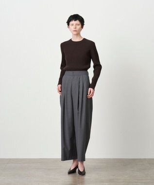 ATON NATURAL DYED WOOL | クルーネックリブセーター BROWN