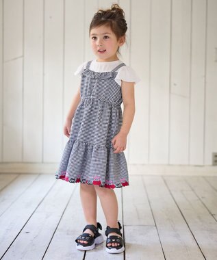 ANY KIDS ギンガム ドッキングワンピース ブラック系