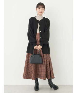 earth music&ecology チェックフレアスカート Check Brown