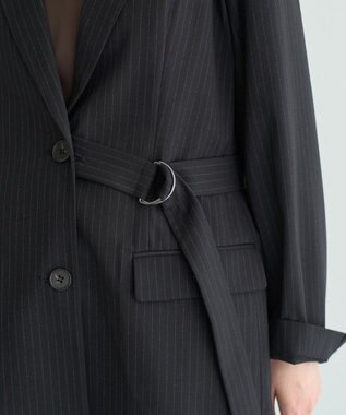 YECCA VECCA 2wayアシメデザインロングジャケット Stripe