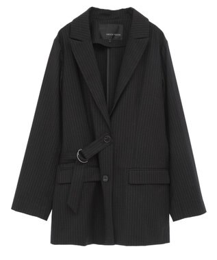 YECCA VECCA 2wayアシメデザインロングジャケット Stripe