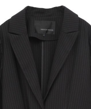 YECCA VECCA 2wayアシメデザインロングジャケット Stripe