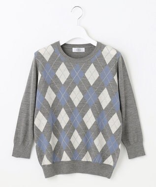 J.PRESS LADIES 【洗える】アーガイルツイン ニット グレー系