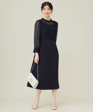 ANY SIS 【洗える】Nobleコンビ ドレス ネイビー