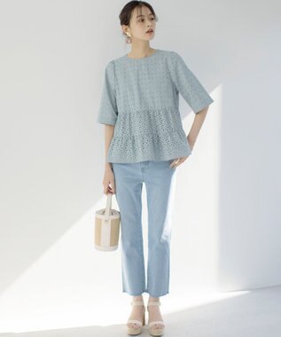 組曲 ミッドデニム パンツ ブリーチインディゴ系