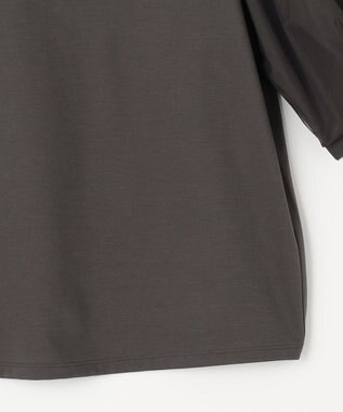 自由区 【洗える・XSサイズあり】シアーコンビパフスリーブ カットソー ダークブラウン系