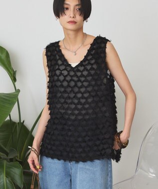 AMERICAN HOLIC Ｖネックシャギーベスト Black