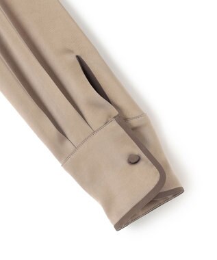 ICB L 【WEB＆一部店舗限定】 DrapySatin バンドカラーシャツ モカ系