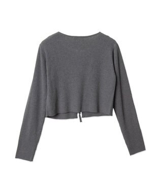 WEGO リボンリブカーディガン グレー