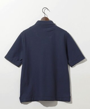 JOSEPH ABBOUD MOUNTAIN 【MADE IN JAPAN/吸水速乾】ダイヤモンドワッフル アウトドア ポロシャツ ネイビー系