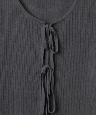 WEGO リボンリブカーディガン グレー