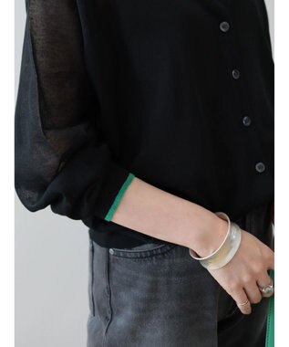 AMERICAN HOLIC バイカラーシアーニットカーディガン Black