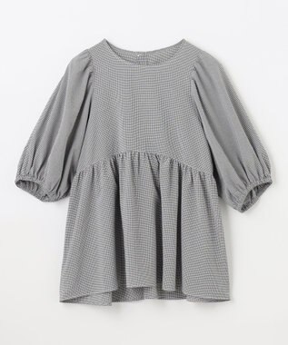 ANY 【WEB限定/洗濯機可】サッカーギャザーペプラムブラウス ギンガム