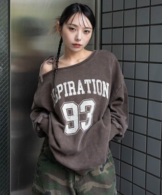 WEGO 【25年秋冬新作】2WAYグラフィックワンショルBIGスウェット 柄8