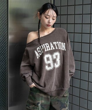 WEGO 【25年秋冬新作】2WAYグラフィックワンショルBIGスウェット 柄8