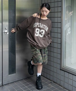 WEGO 【25年秋冬新作】2WAYグラフィックワンショルBIGスウェット 柄8