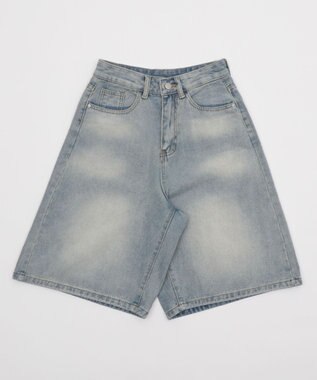 WEGO バックフラップポケットデニムハーフパンツ デニム淡色