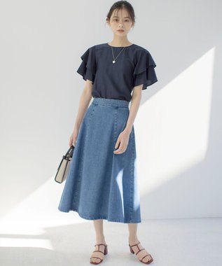組曲 ライトデニム フレアスカート ライトインディゴ系